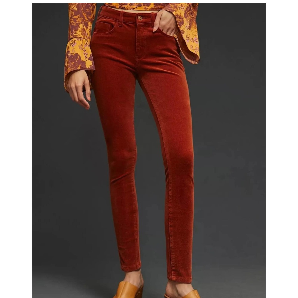 PILCRO AND THE LETTERPRESS | HIGH RISE SKINNY CORDUROY ORANGE PANTS WOMEN'S 25